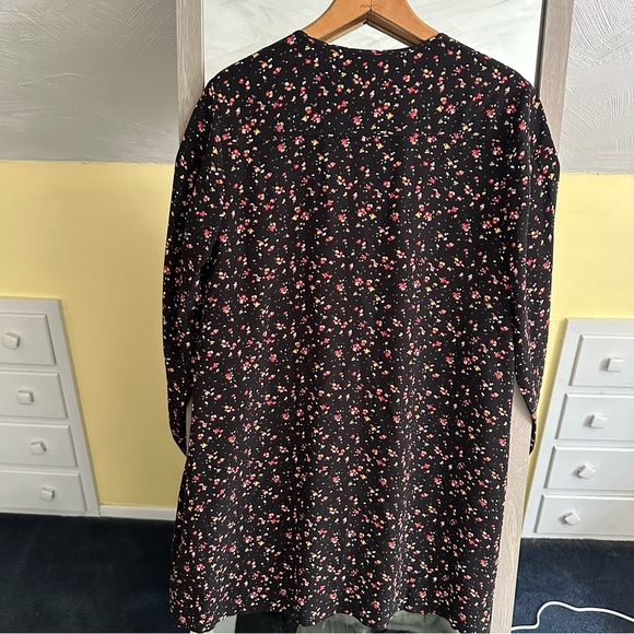 Madewell x Sezane Elly Floral Black Dainty Silk V Neck Dress Button Down Shift M - Picture 9 of 16